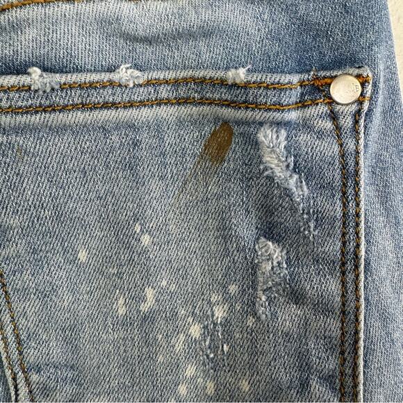 Judy Blue jean bleach splatter ripped raw hem size 1 denim Distressed Blue Jeans - Picture 12 of 12